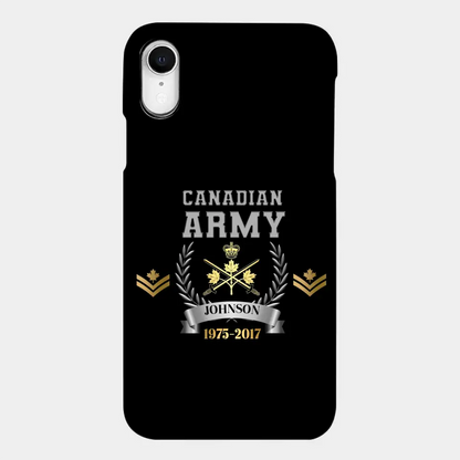 Personalized Canadian Army Rank Camo Custom Name & Time Phonecase Printed