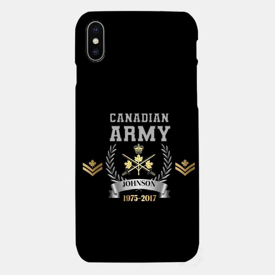 Personalized Canadian Army Rank Camo Custom Name & Time Phonecase Printed