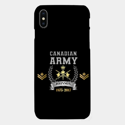 Personalized Canadian Army Rank Camo Custom Name & Time Phonecase Printed