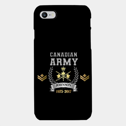 Personalized Canadian Army Rank Camo Custom Name & Time Phonecase Printed