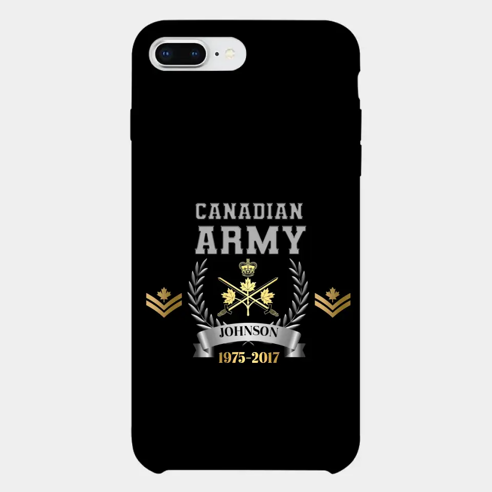 Personalized Canadian Army Rank Camo Custom Name & Time Phonecase Printed