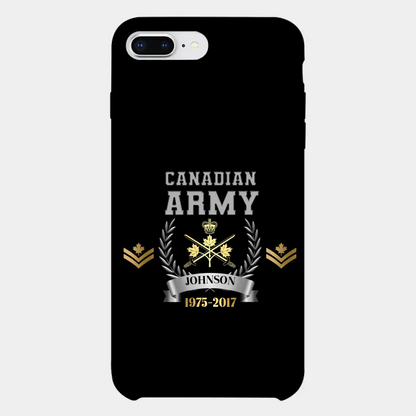 Personalized Canadian Army Rank Camo Custom Name & Time Phonecase Printed
