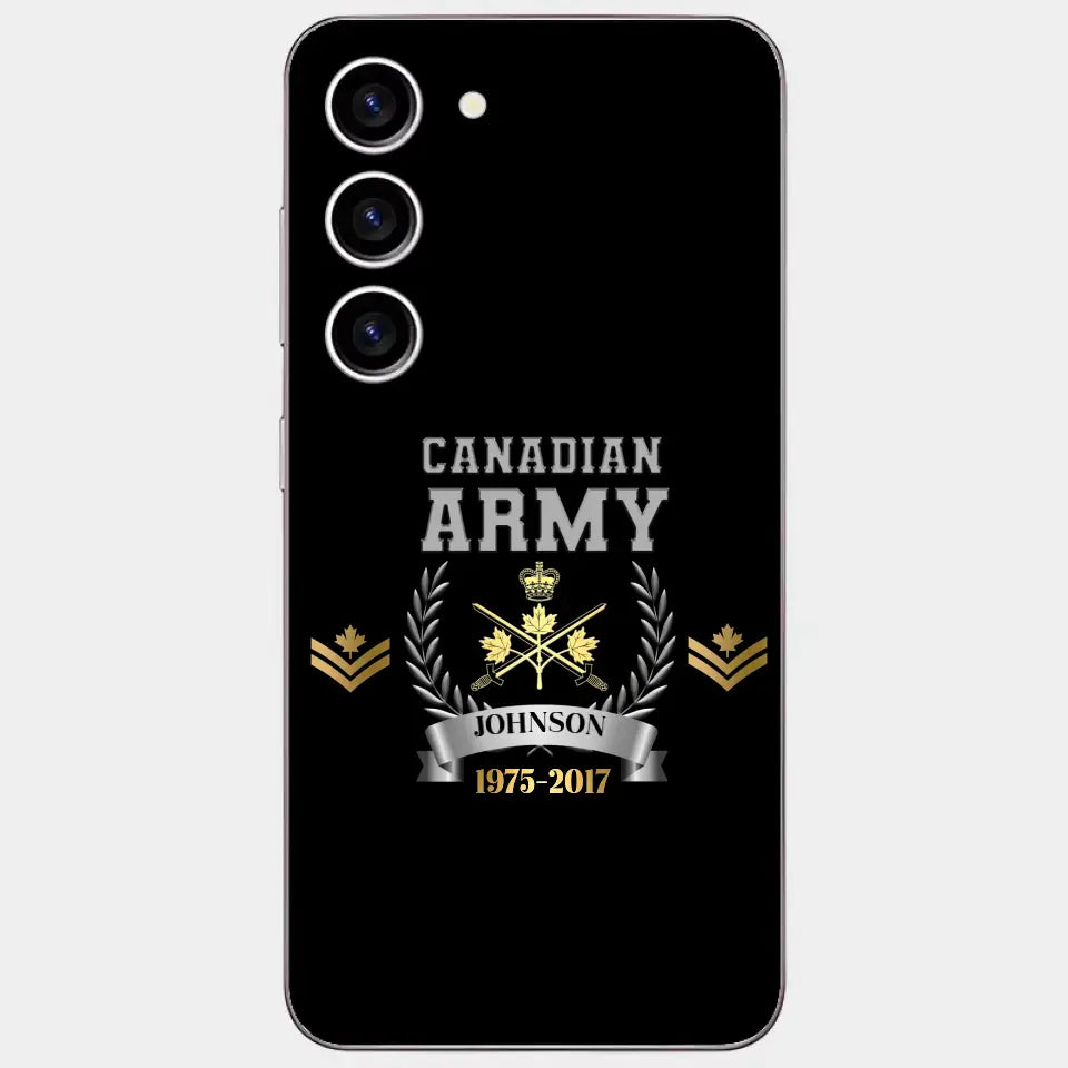 Personalized Canadian Army Rank Camo Custom Name & Time Phonecase Printed