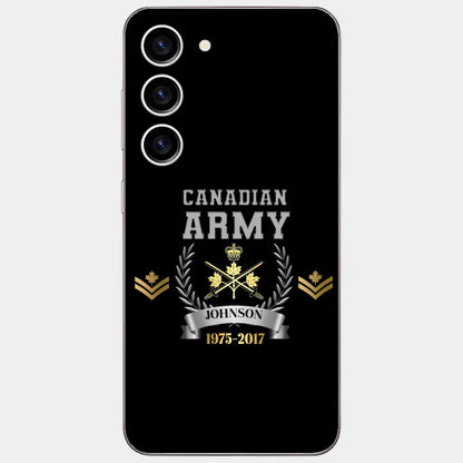 Personalized Canadian Army Rank Camo Custom Name & Time Phonecase Printed