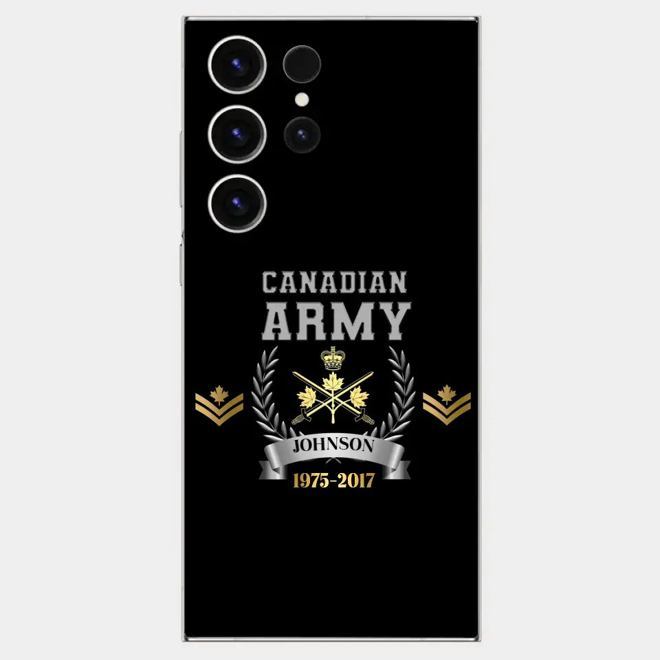 Personalized Canadian Army Rank Camo Custom Name & Time Phonecase Printed