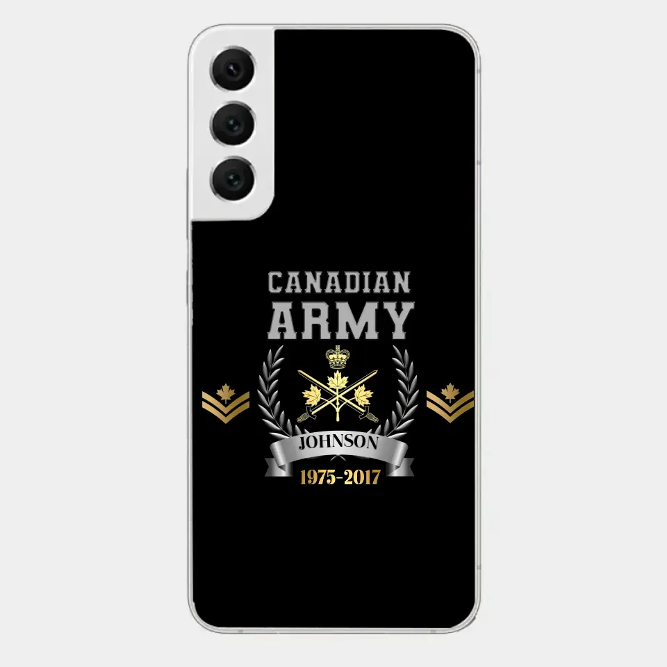 Personalized Canadian Army Rank Camo Custom Name & Time Phonecase Printed