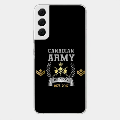 Personalized Canadian Army Rank Camo Custom Name & Time Phonecase Printed