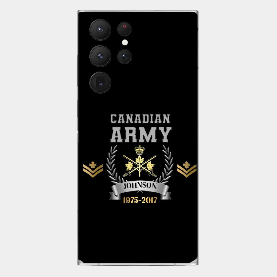 Personalized Canadian Army Rank Camo Custom Name & Time Phonecase Printed