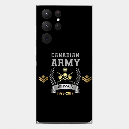 Personalized Canadian Army Rank Camo Custom Name & Time Phonecase Printed