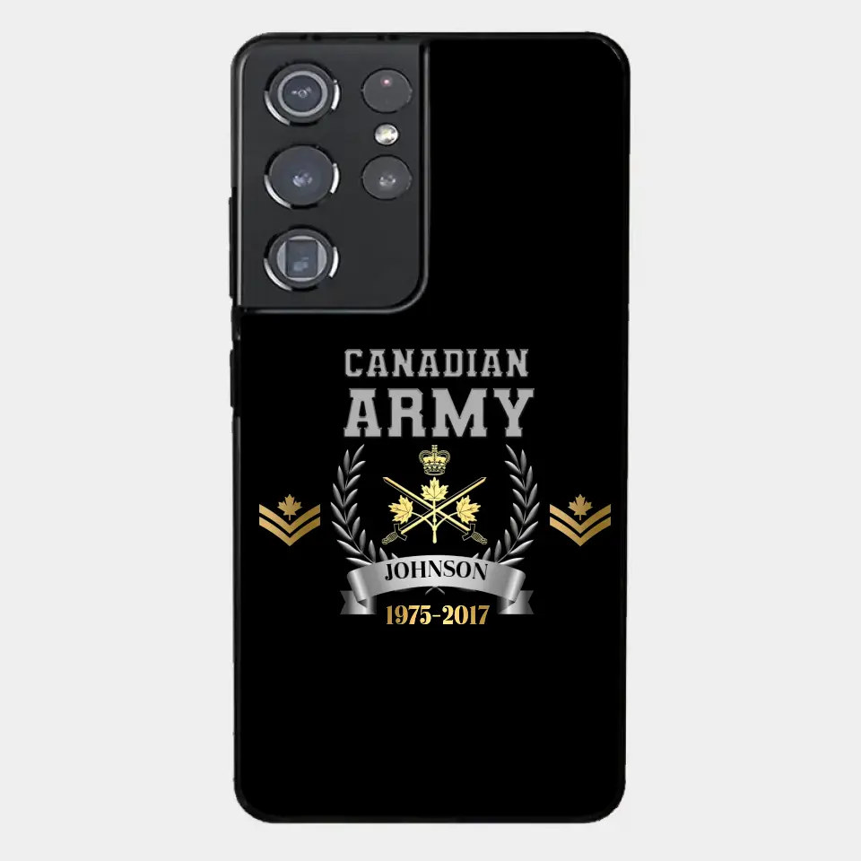 Personalized Canadian Army Rank Camo Custom Name & Time Phonecase Printed