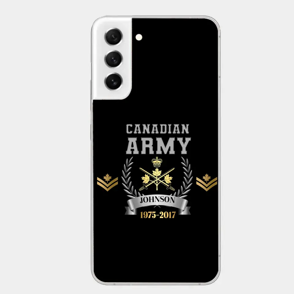 Personalized Canadian Army Rank Camo Custom Name & Time Phonecase Printed