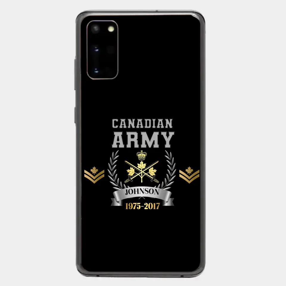 Personalized Canadian Army Rank Camo Custom Name & Time Phonecase Printed