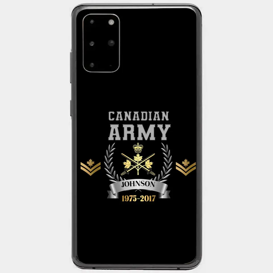 Personalized Canadian Army Rank Camo Custom Name & Time Phonecase Printed