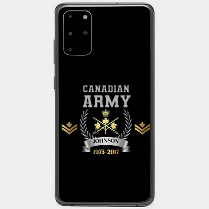 Personalized Canadian Army Rank Camo Custom Name & Time Phonecase Printed