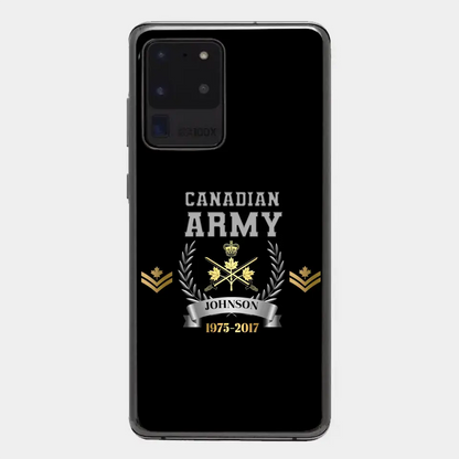 Personalized Canadian Army Rank Camo Custom Name & Time Phonecase Printed
