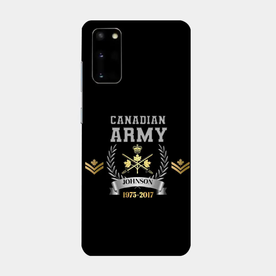 Personalized Canadian Army Rank Camo Custom Name & Time Phonecase Printed