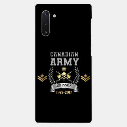Personalized Canadian Army Rank Camo Custom Name & Time Phonecase Printed