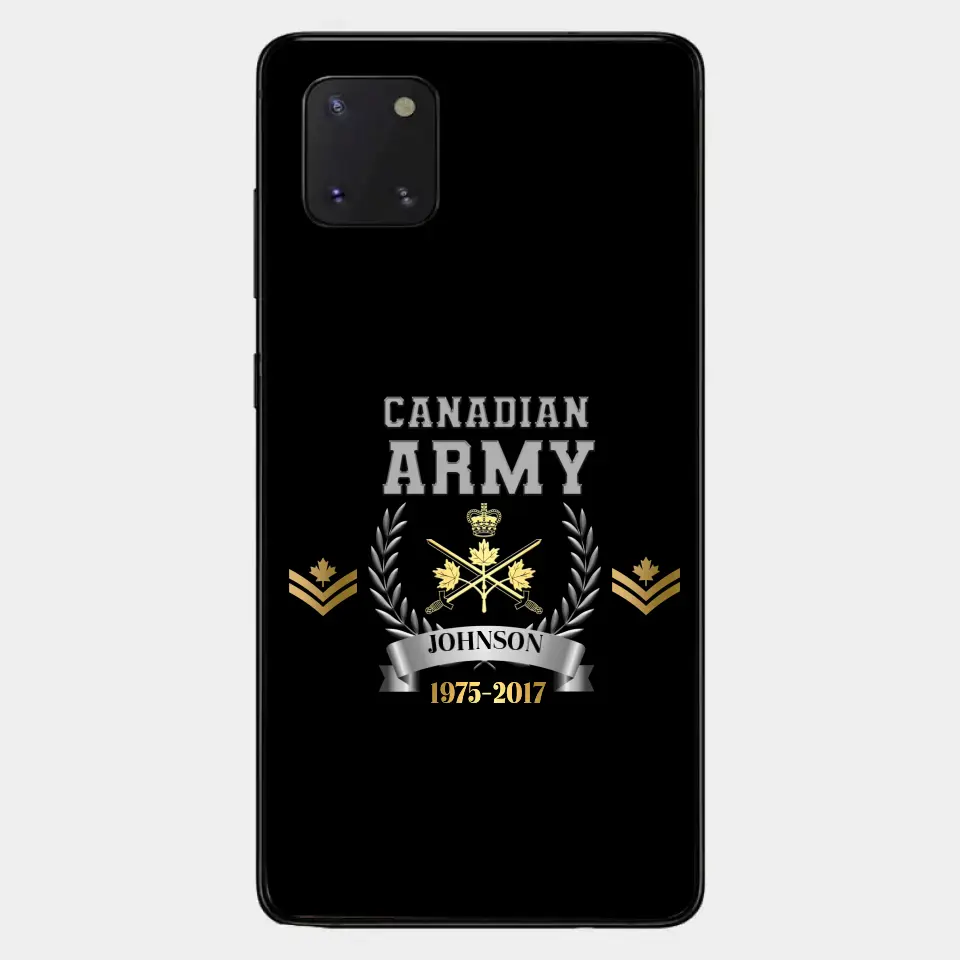 Personalized Canadian Army Rank Camo Custom Name & Time Phonecase Printed