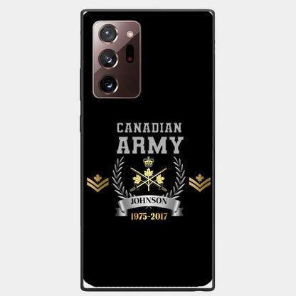 Personalized Canadian Army Rank Camo Custom Name & Time Phonecase Printed