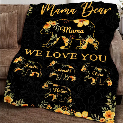 Mama Bear Custom Blanket With Names, Personalised Gifts For Mothers Day, Mama Gifts, Blanket For Mom, Best Birthday Gifts For Mom