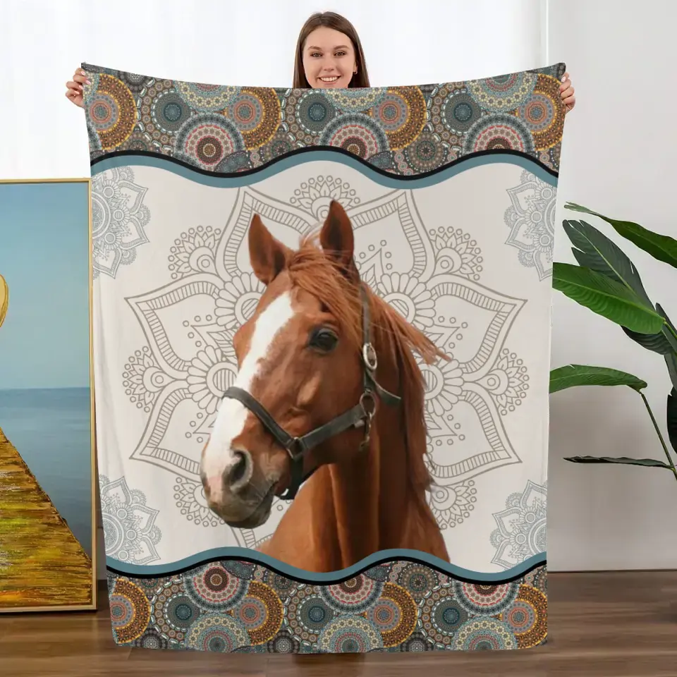Personalized Upload Your Horse Photo Blanket Printed