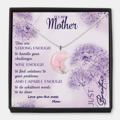 To My Mother - Personalized Custom Moon Charm Message Card Necklace - Mother's Day Gift For Mom