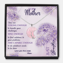 To My Mother - Personalized Custom Moon Charm Message Card Necklace - Mother's Day Gift For Mom