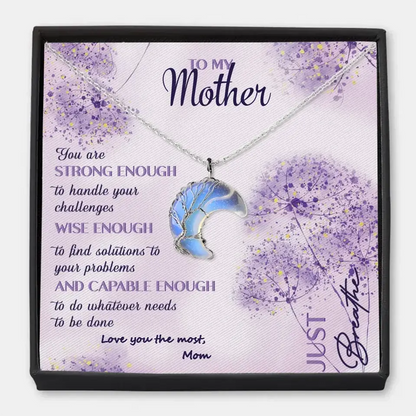 To My Mother - Personalized Custom Moon Charm Message Card Necklace - Mother's Day Gift For Mom