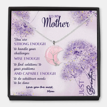 To My Mother - Personalized Custom Moon Charm Message Card Necklace - Mother's Day Gift For Mom