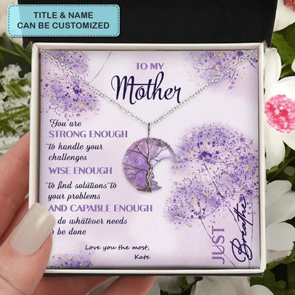 To My Mother - Personalized Custom Moon Charm Message Card Necklace - Mother's Day Gift For Mom