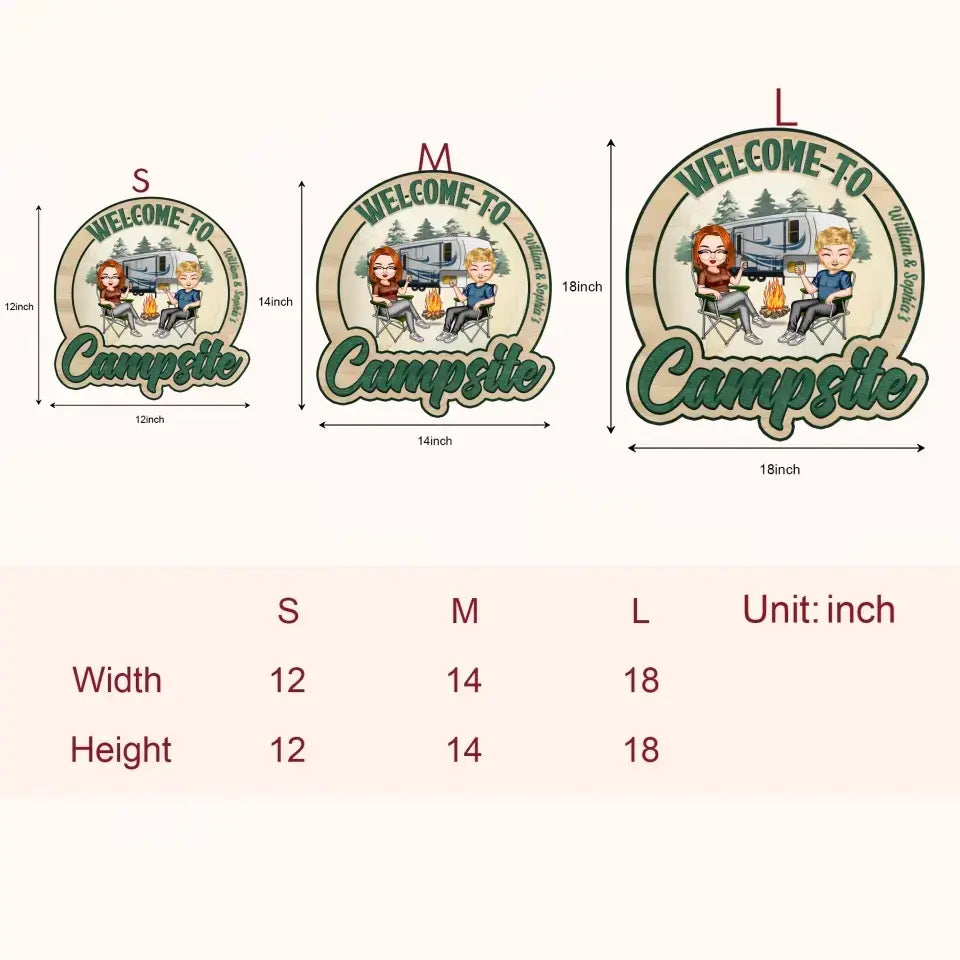 Welcome To Our Campsite - Personalized Custom Door Sign - Gift For Camping Lover, Camper, Couple