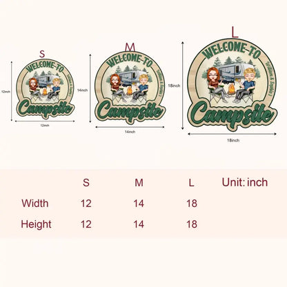 Welcome To Our Campsite - Personalized Custom Door Sign - Gift For Camping Lover, Camper, Couple