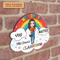 Welcome To The Class Rainbow - Personalized Custom Door Sign - Teacher's Day, Appreciation Gift For Teacher