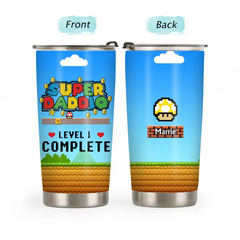 Super Daddio Level Complete - Personalized Gifts Custom Mushroom Tumbler for Family, Mushroom Lovers, Father's Day Gifts