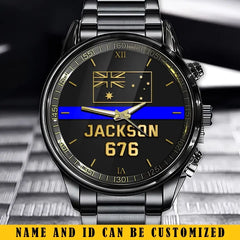 Personalized Australian Police Thin Blue Line Custom Name & ID Watch Printed