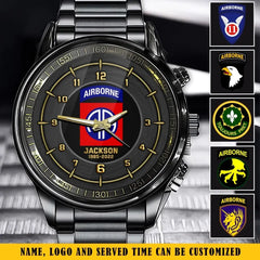 Personalized US Military Logo Custom Name & Time Watch