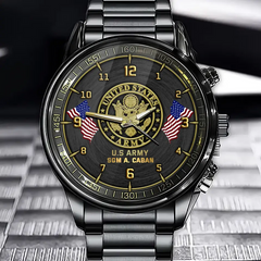 Personalized US  Veteran Custom Name Watch Printed