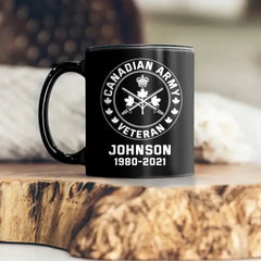 Personalized Canadian Veteran Black Mug Printed