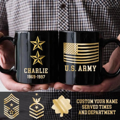 Personalized US Gold Black Mug Printed