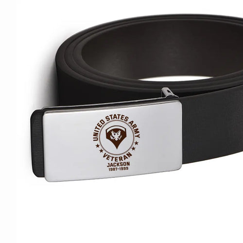 Personalized US Military Veteran Handmade Leather Belt-2