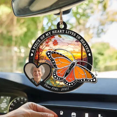 Custom Personalized Memorial Photo Suncatcher Ornament - Memorial Gift Idea for Mother's Day/Father's Day - A Piece Of My Heart Lives In Heaven