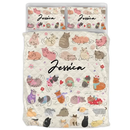 Custom Cat Quilt Bed Sets - Gift Idea For Cat Lovers/Owners