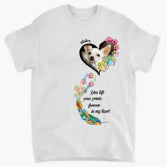 Custom Personalized Memorial Paw Prints Shirt/ Hoodie - Upload Photo - Memorial Gift Idea For Pet Lover - You Left Paw Prints Forever In My Heart