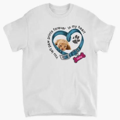 Custom Personalized Memorial Dog T-shirt/ Hoodie - Upload Photo - Gift Idea For Dog Lover/ Mother's Day/Father's Day - You Left Paw Prints Forever In My Heart