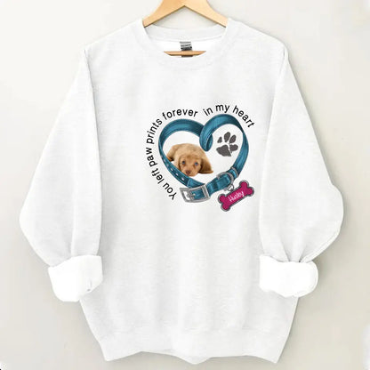 Custom Personalized Memorial Dog T-shirt/ Hoodie - Upload Photo - Gift Idea For Dog Lover/ Mother's Day/Father's Day - You Left Paw Prints Forever In My Heart