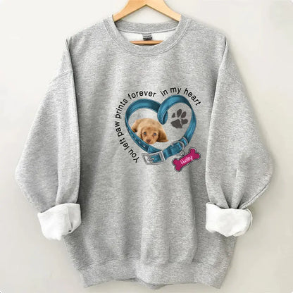 Custom Personalized Memorial Dog T-shirt/ Hoodie - Upload Photo - Gift Idea For Dog Lover/ Mother's Day/Father's Day - You Left Paw Prints Forever In My Heart