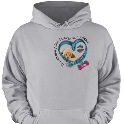 Custom Personalized Memorial Dog T-shirt/ Hoodie - Upload Photo - Gift Idea For Dog Lover/ Mother's Day/Father's Day - You Left Paw Prints Forever In My Heart