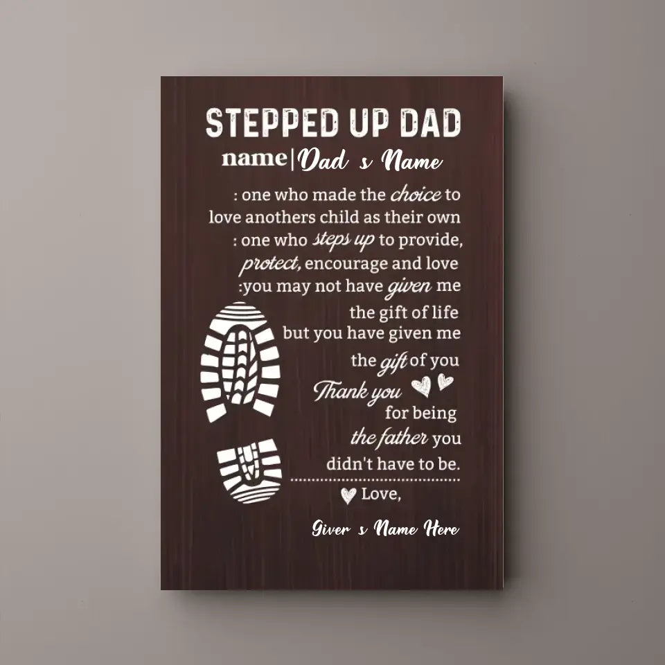 Personalized "Stepped Up Dad" Gallery Wrapped Canvas - Customizable Names