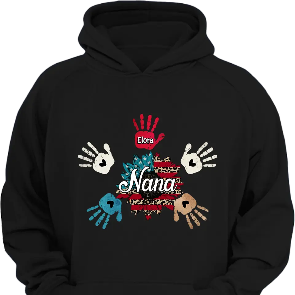 Personalized Custom T-shirt - 4th Of July Gift For Grandma - Nana Hand Print