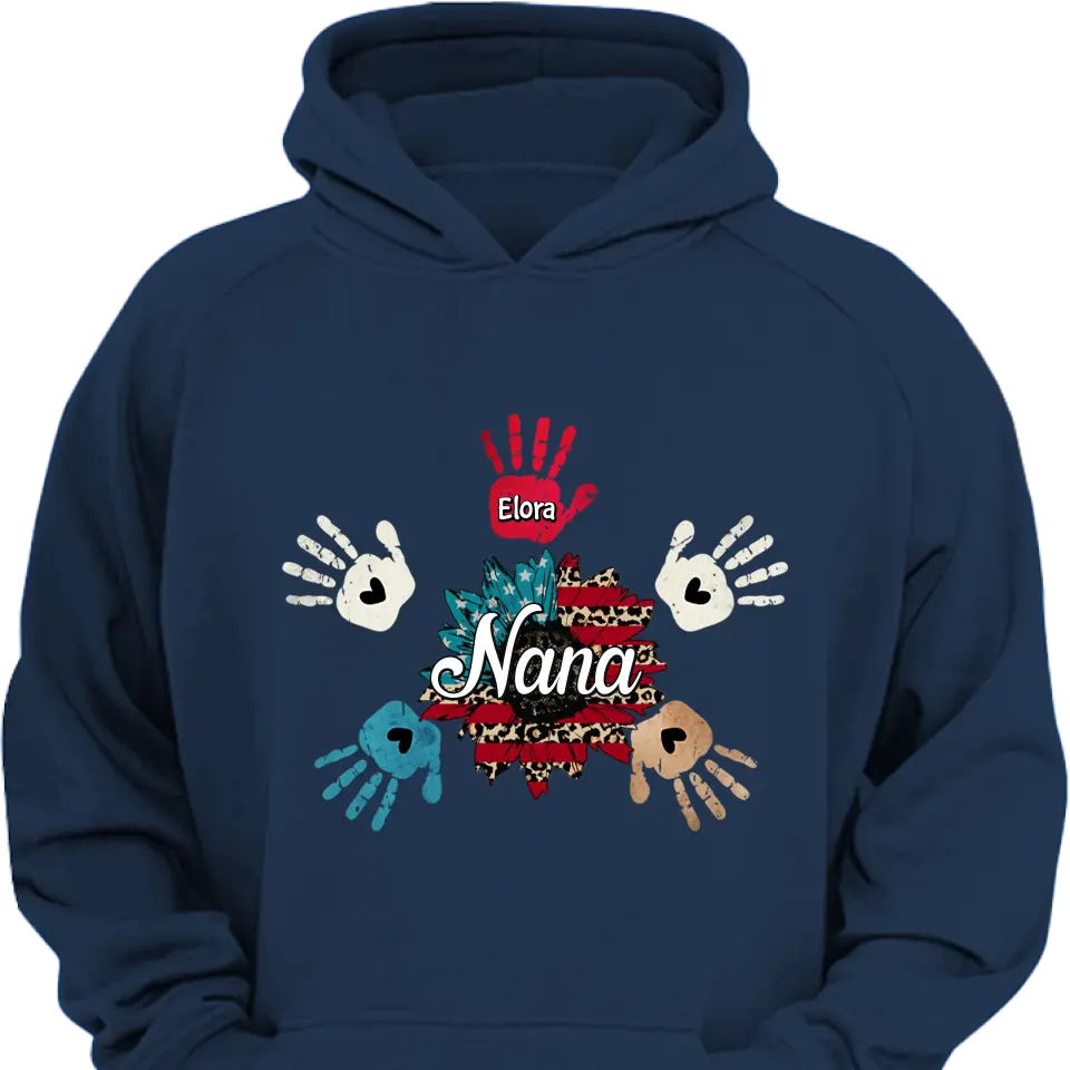 Personalized Custom T-shirt - 4th Of July Gift For Grandma - Nana Hand Print